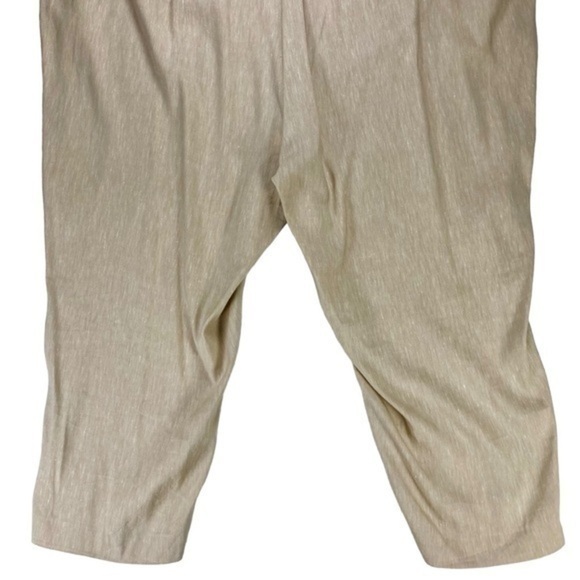J. Jill Linen Pants Women 4X Tan Stretch Elastic Waistband Cropped Beach Coastal - Picture 7 of 12